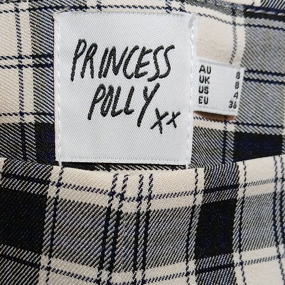 PRINCESS POLLY Black & Cream Plaid Wide Leg Pants EUC - Picture 6 of 8